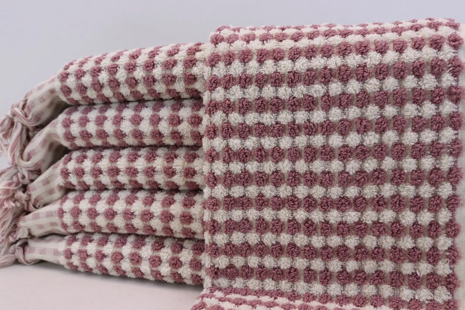 Bubble Salmon Terry Hand Towel Made from 100 Percent Turkish Cotton 38 Inches L x 20 Inches W - Love Salve